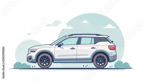 Side view of a modern white suv car illustration