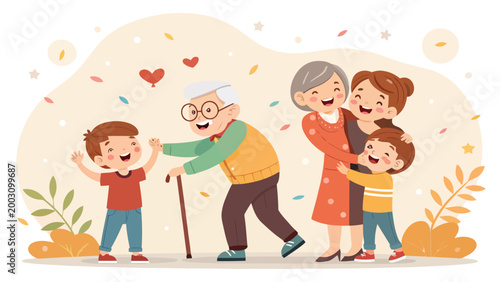 Happy multigenerational family spending time together