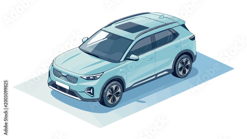 Modern light blue suv car isometric view