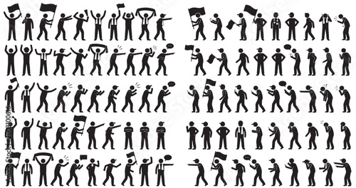 Nation vs Nation Rivalry Emotion Silhouettes Set Pack, Editable Vector Stroke Illustration. Contain people, illustration, graphic, vector, silhouette, man, action, activity and more silhouettes.