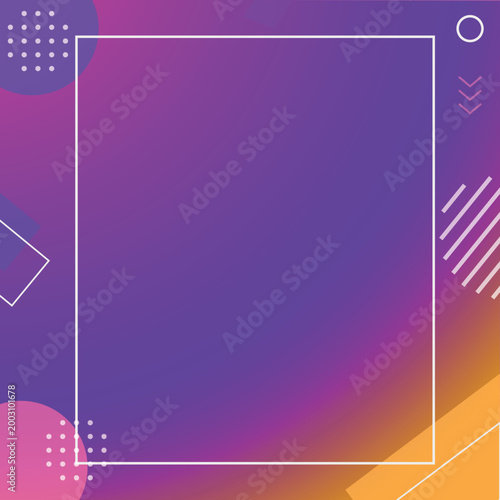 Modern abstract gradient background with geometric shapes and frame for social media banner design