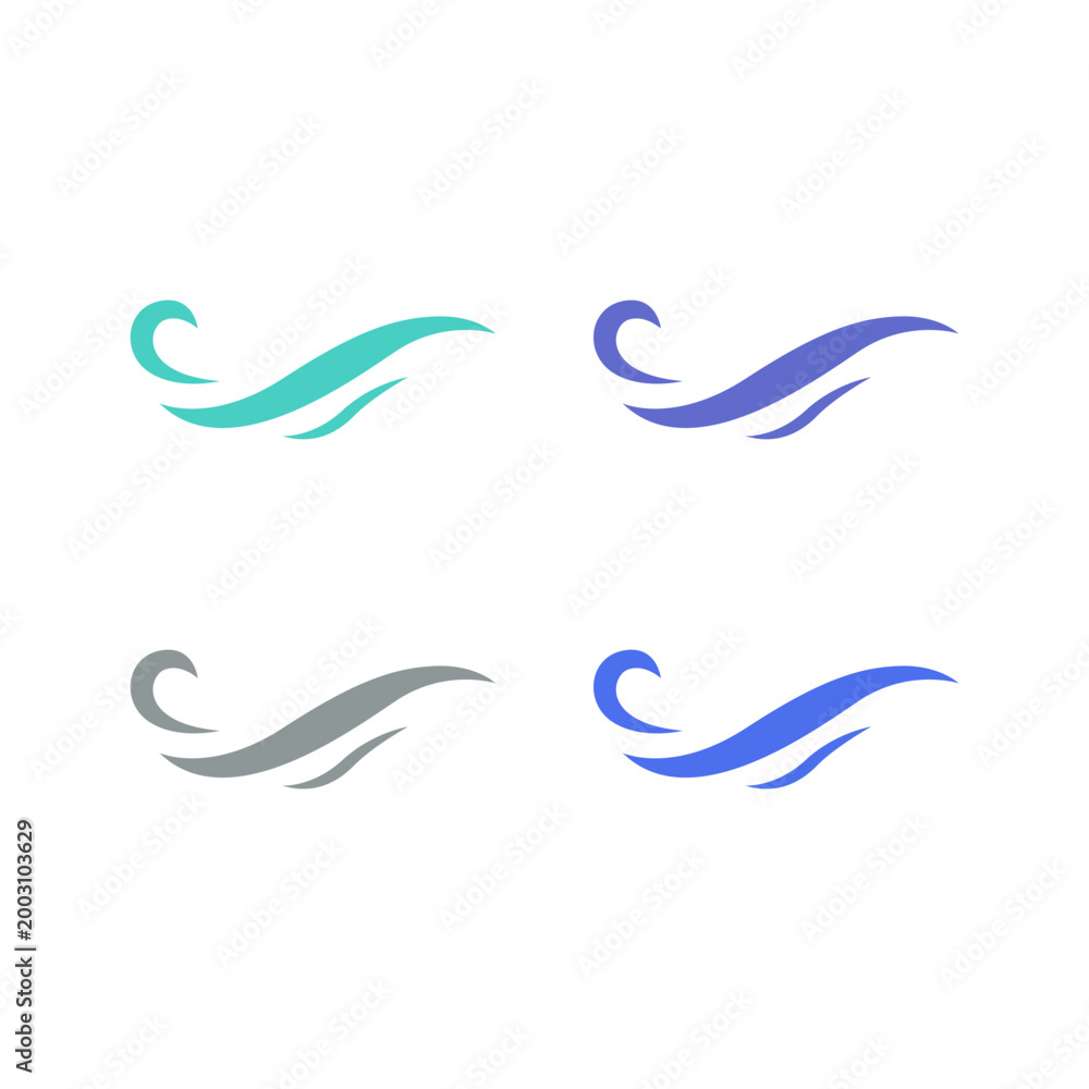 Fototapeta premium COLORFUL WATER WAVES SIGN SYMBOL LOGO VECTOR SET