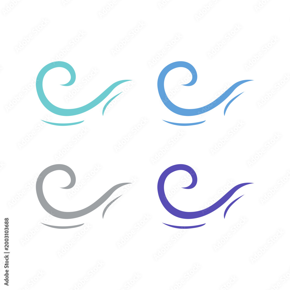 Fototapeta premium COLORFUL WATER WAVES SIGN SYMBOL LOGO VECTOR SET