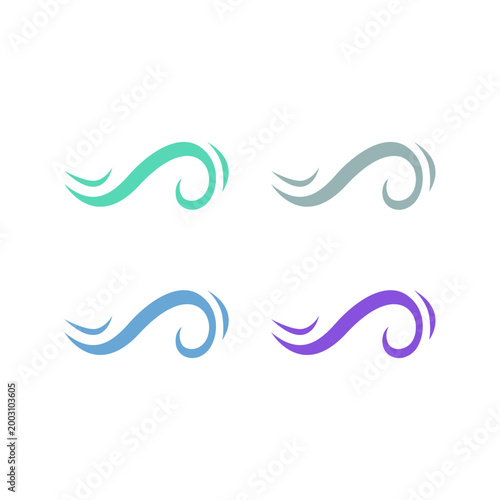 COLORFUL WATER WAVES SIGN SYMBOL LOGO VECTOR SET