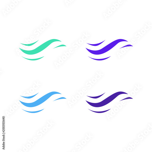 COLORFUL WATER WAVES SIGN SYMBOL LOGO VECTOR SET