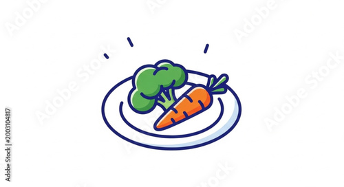 Healthy Broccoli and Carrot on a Plate.