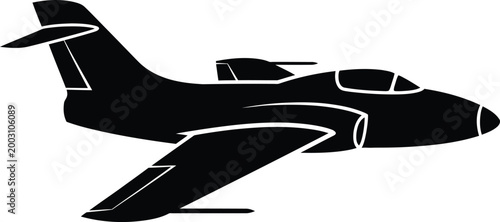 Silhouette of a sleek modern jet airplane