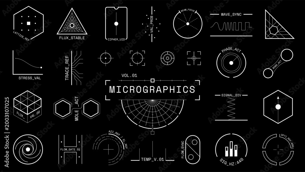 Obraz premium Industrial micrographics blueprint and engineering design symbols