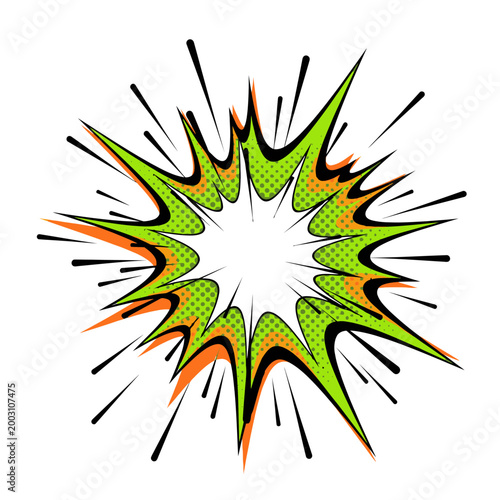 Vibrant Lime Green Pop Art Comic Explosion Asymmetrical Starburst Illustration