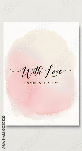 With love on your special day greeting card with pink paint