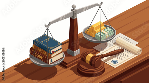 This thought-provoking image features balanced scales set against law books, symbolizing justice, law, and the pursuit of fairness within the legal system.