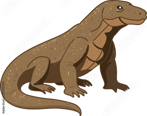 Komodo Dragon Endemic Reptile Illustration