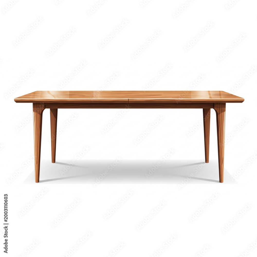 Fototapeta premium Stylized Wooden Table Modern Furniture Vector Illustration