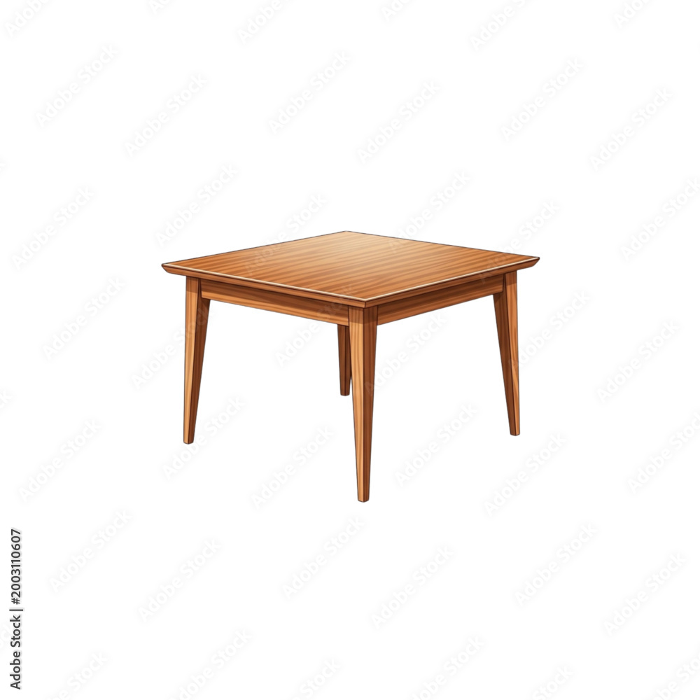 Fototapeta premium Stylized Wooden Table Modern Furniture Vector Illustration