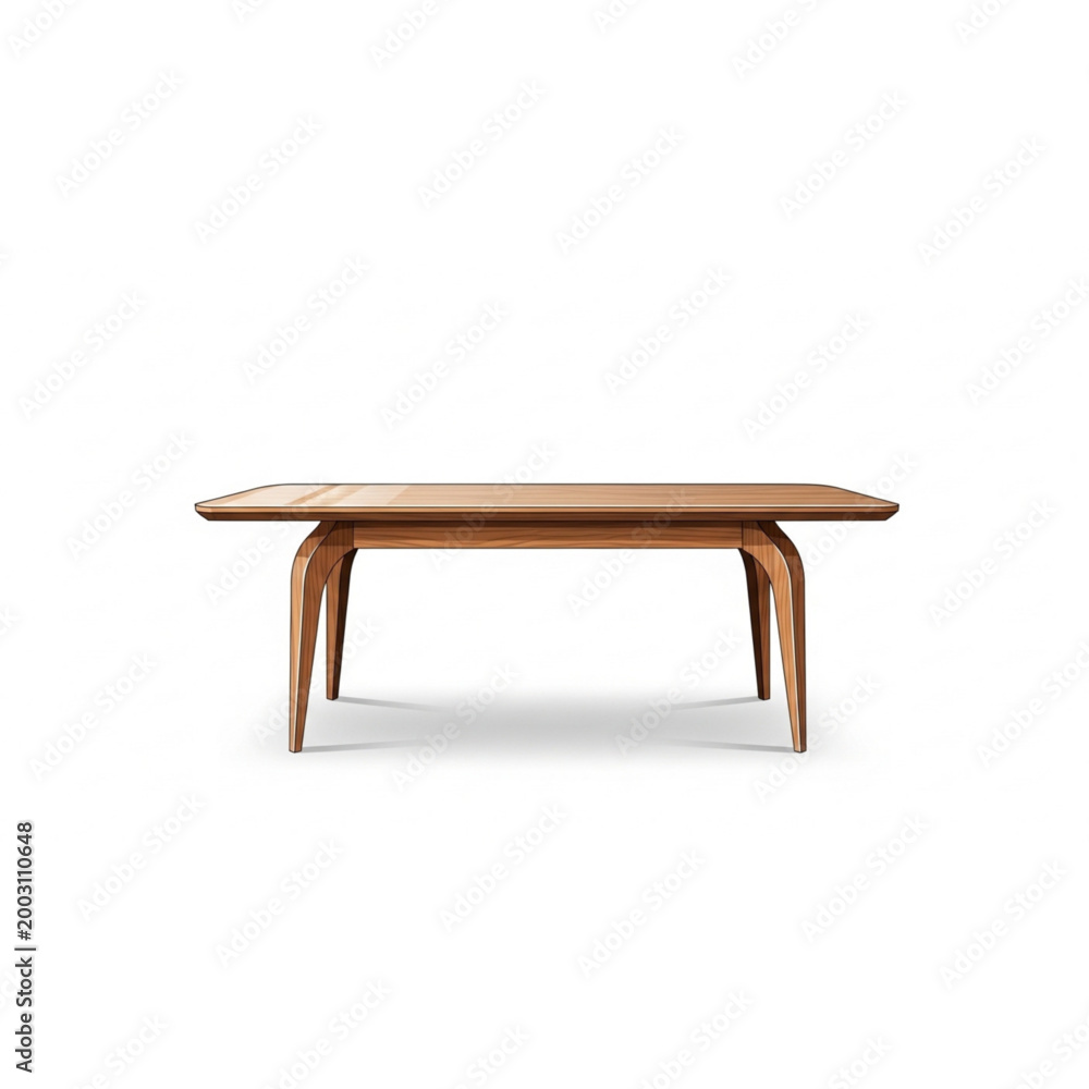 Fototapeta premium Stylized Wooden Table Modern Furniture Vector Illustration