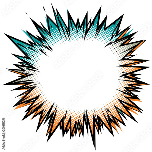 Pop Art Kapow Vector, Intense Teal and Orange Halftone Gradient for High-Energy Banners