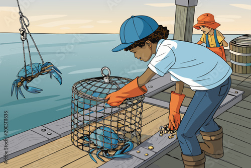 Charming Crab Fishing With A Dip Net With Children Dr