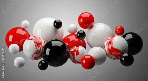 A vibrant collection of spherical objects, each exhibiting a unique color scheme and texture, creating a visually striking display against a neutral backdrop.