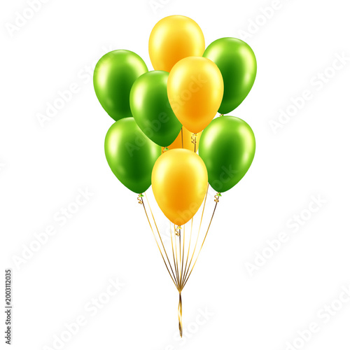 Bunch of balloons with silver ribbons isolated on transparent background. Vector illustration for card, invitation, flyer, poster, banner, congratulation. Festive decor elements.