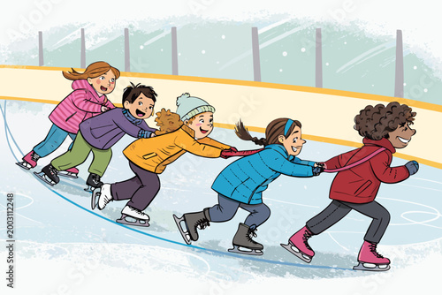 Adorable Crack The Whip Game With A Line Of Children