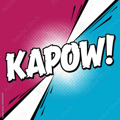 Pop Art Kapow Background, Deep Magenta and Cyan Halftone Gradient for Action Concepts