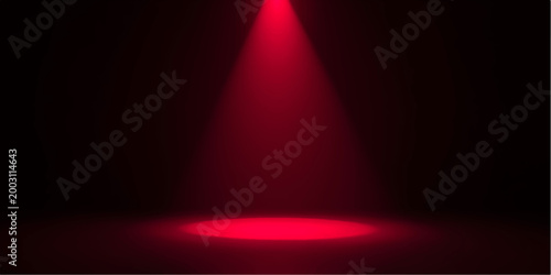 A vibrant stage spotlight casts a colorful blue beam through the dark theater space, creating a bright glowing ray of light for a music concert or disco party backdrop design