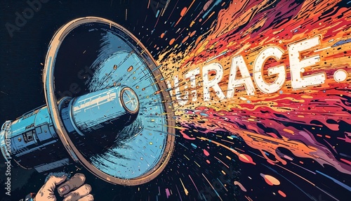 Conceptual Illustration of Social Media Outrage and Digital Communication