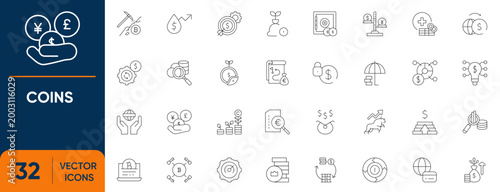 Φωτογραφία Coins Icon Set