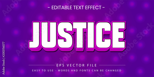 Justice Purple Glow 3D Text Effect