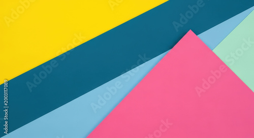 Free Download Geometric Paper Design Colorful Abstract Background Composition Flat Lay Texture Yellow Blue Pink Teal Modern Art Concept Simple Minimalist Graphic Mockup - GFXLoad