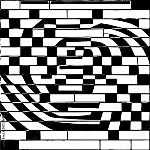 Cafe wall illusion background, black and white vector