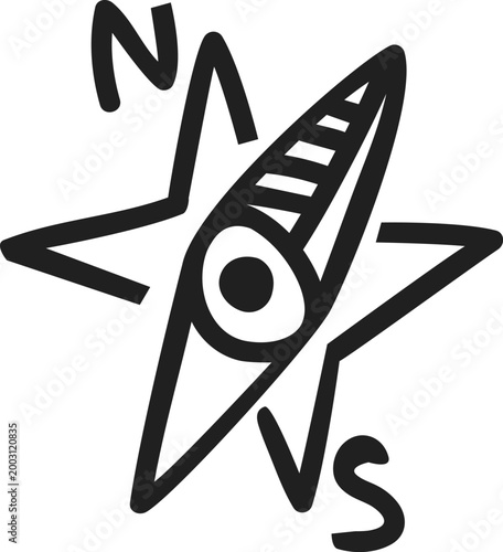 Hand-drawn Classic Navigation Compass Icon