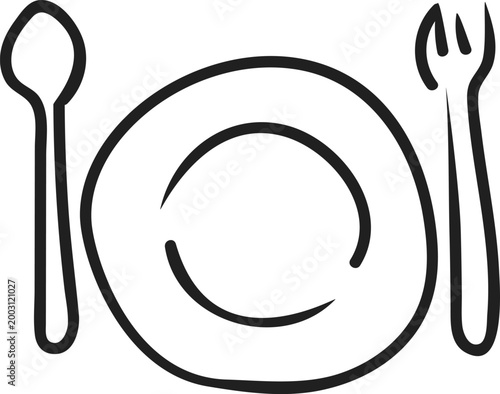 Plate with Spoon and Fork Dining Icon