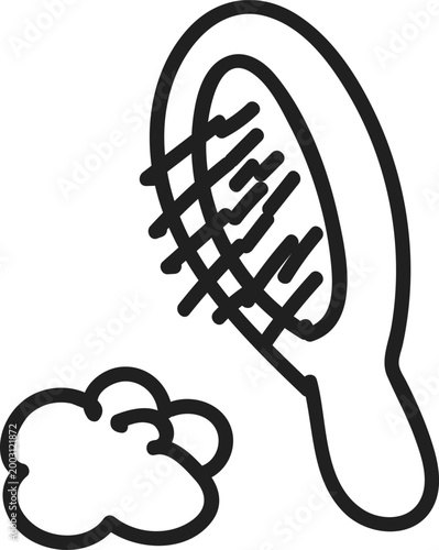 Pet Grooming Hairbrush and Fur Ball Icon