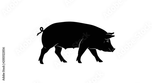 Black silhouette of a walking pig.