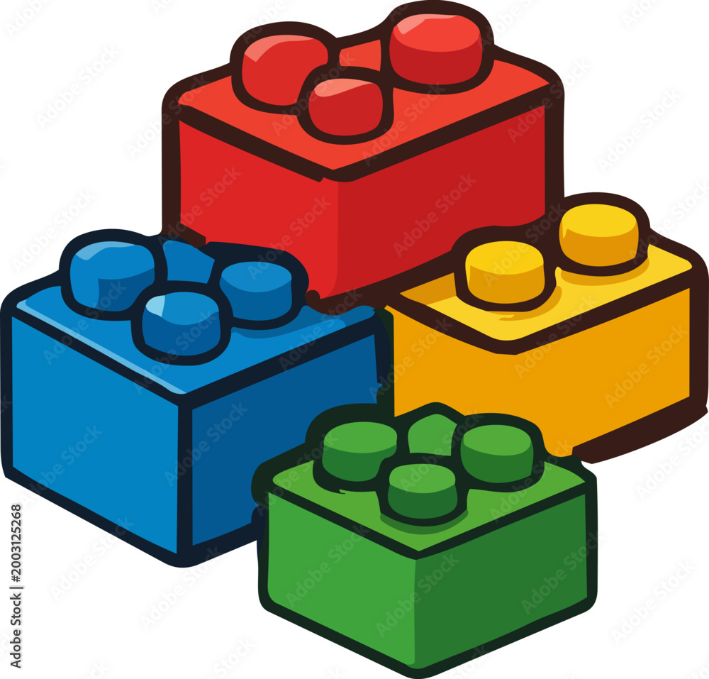 Fototapeta premium Building Blocks Toy Cartoon Illustration