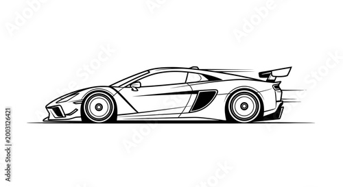 Sleek Sports Car Side View Illustration.