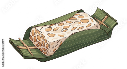 Photography Traditional Bed with Leaf and Natural Material Design.