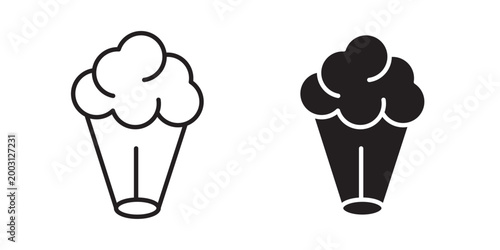 Broccoli icon  Black and White Popcorn Icons Set Cinema Snack Popcorn Logo Design Popcorn Bucket Line and Solid Icons
