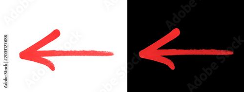 Принти на полотні Bold Bright Red Thick Left Pointing Arrow Minimal Glowing Icon on White and Blac