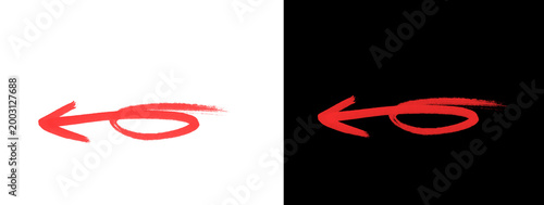 Tableau sur toile Bright Red Swirled Loop Left Pointing Arrow Decorative Glowing Icon Dual Backgro
