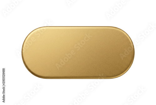 Blank metallic gold oval plaque mockup, transparent background