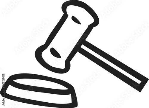 Hand-drawn Legal Gavel and Judicial Auction Icon