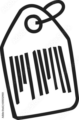 Hand-drawn Hanging Price Tag with Barcode Icon