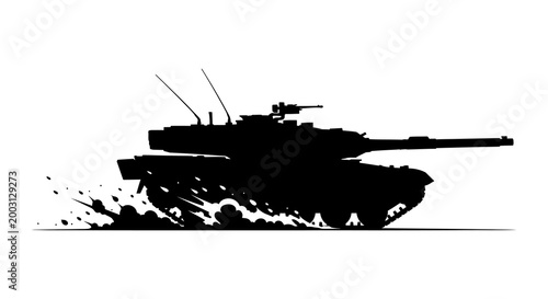 Powerful tank silhouette in action a dynamic illustration of military strength and modern warfare