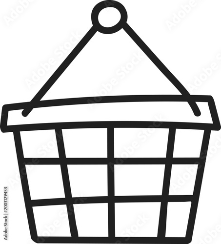 Hand-drawn Commercial Wire Shopping Basket Icon