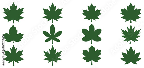 Modern leaf icon set, minimalist nature symbols for web and print design. vector illustration eps 10