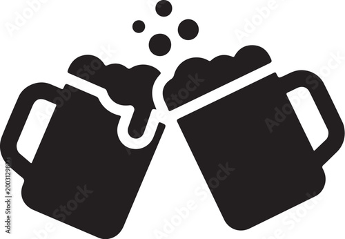 Beer Mugs, Cheers, Drinking Icons, Black