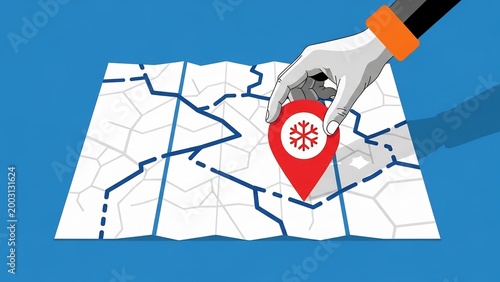 Locating a destination with a map and a pin marker icon