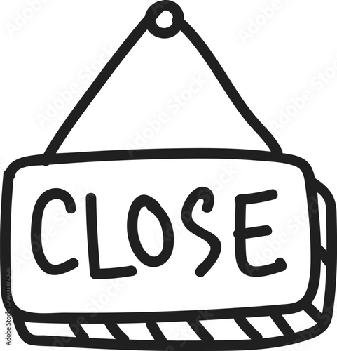 Hand-drawn Hanging Store Closed Business Sign Icon